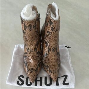 Schutz Women's Snake Print Ankle Boots